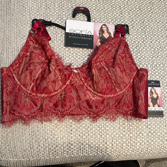 Sofia Intimates by Sofia Vergara Eyelash bustier Red Size 36B New with Tags - Picture 1 of 5